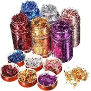 HONMEET Nail Foil Flakes 6 Bottles 30g Each Glittery Nail Polish Add-ons DIY Craft Supplies for Resin Art