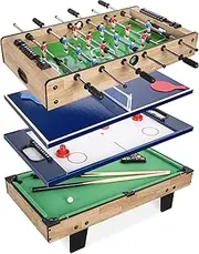 Best Choice Products 4-in-1 Multi Game Table, Childrens Combination Arcade Set for Home, Play Room, Rec Room w/Pool Billiards, Air Hockey, Foosball and Table Tennis