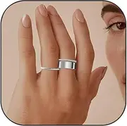 [KOFISNI] Silver Rings for Women Non Tarnish Dainty Stacking Thumb Pinky Knuckle Ring Stainless Steel Stackable Rings Trendy Statement Ring Set Wedding Birthday Promise Jewelry
