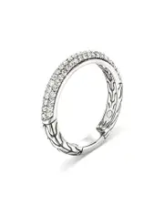 John Hardy Sterling Silver Jh Essentials Pave Diamond Band Ring, 0.60 ct. t. w. 7