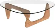 Glass Coffee Table, Modern Triangle End Table with Solid Wood Base and Triangle Clear Glass Top for Living Room, Patio, Study, Office (Color : Transparent+Wood, Size : 82cm)