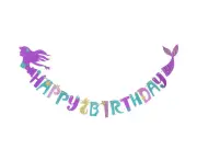 Sparkle Mermaid Birthday Banner,Mermaid Banner,Mermaid Party Supplies,Little Mermaid Birthday Decoration for Girls