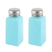 Lab Plastic Pumping Anti-flux Liquid Alcohol Bottle Container Blue 250ml 2pcs