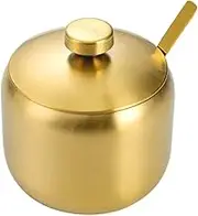 Mozacona Stainless Steel Sugar Bowl Spice Jar Seasoning Pot Storage Jar with Lid Spoon,250ml