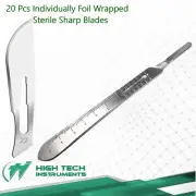 New Scalpel Handle #4 +20 Sterile Surgical Blades #22 Dental ENT Instruments