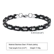 Mens Byzantine Chain Bracelet,6.5Mm/8Mm Wide Stainless Steel Flat Byzantium Link Chain Bracelets,Water Resistance 067SB(.359)