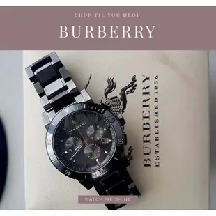 Burberry bu9381 bu9380 正品 全黑 鋼帶 黑鋼 戰馬錶 戰馬 三眼計時 BU 錶 bu 手錶