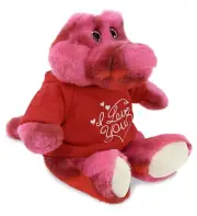 DolliBu Valentine Plush Pink Tie-Dye Sitting Alligator with Red Shirt - 8 Inch