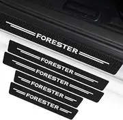 JHGFVC 4Pcs for FORESTER Car Door Sill Protectors, Carbon Fiber Leather Door Sill Sticker, Car Door Scuff Plate Door Entry Guard Threshold Scratch Protection Sticker Decoration, White