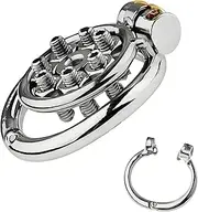 SM Sex Toys Chastity Cage Inverted Chastity Devices for Men Metal Sissy Flat Chastity Lock Adjustable Snap Ring/Closure Ring with Invisible Lock to Prevent Erection Bondage for Male