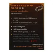 Diablo 4 S8 Storm Swell Echo Circle 2GA Int Life Legendary Ring Gear Equipment