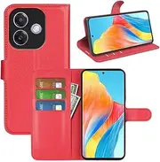 [Ezydigitals] Case for Oppo A40 Premium PU Leather Card Wallet Case Cover - Red