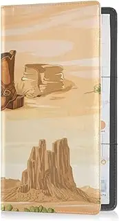[Caihoyu] Leather Car Registration and Insurance Holder Men Women Essential Wallet Case for Cards, Essential Document Driver License Western Cowboy Cactus Boots Gun Spurs Vast Desert