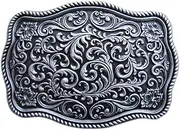 [JEAN'S FRIEND] Antique Silver Cowboy Flower Pattern Belt Buckle also Stock in US