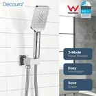 Decaura hand held shower head set 3-mode shower handset square chrome bathroom