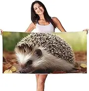 JHLMN Microfiber Sand Free Beach Towel Thin Quick Dry Super Absorbent Large Lightweight Towels Ultra Soft Bath Towels Hedgehog Compact Gym Towel for Adult Travel Camping Gift