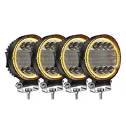 4X LED Work Light Pods Round Amber Spot Combo Light Amber Fog Lamp for Jeep Off Road SUV