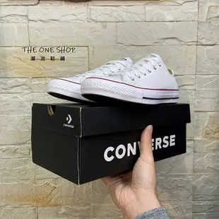 TheOneShop Converse Chuck Taylor 基本款 白色 紅邊 低筒 荔枝紋 皮革 132173C