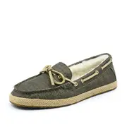 Ozlamb® UGG Women Sheepskin Wool Bow Ankle Slippers Foxtrot Deck Loafers