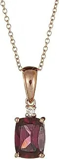 [Gin & Grace] 10K White Gold Raspberry color Natural Rodholite Garnet Diamond (SI1) Pendant Necklace with Gold Chain for Women Mother's Day Jewelry Gifts