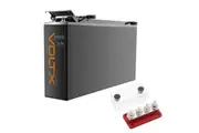 VoltX 12V 200Ah Slim Lithium Battery + Bus Bar M8 Power Distribution Terminal Block (4 GANG 300A Red)