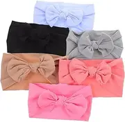 Hoement 6pcs Headbands with Cute Bows Elastic Girl Hairbands for Boy Girl for Dress Up Parties and Cosplay Comfortable Secure Ages