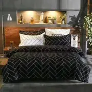 Black Fragment Brick Quilt Doona Duvet Cover Pillow Case Set