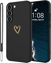 [Mitetabo] Case for Mobile Phone Case Samsung Galaxy A35 5G Silicone with Gold Love Heart, Samsung A35 Case Thin Gold Love Protective Slim Scratch-Resistant All-Round Protection Case for Samsung Galaxy