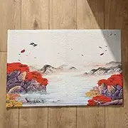 CEVAN Kitchen Mats For Floor Back Door Doormat Indoor Chinese Feng Shui Painting Autumn Mini Soft Flannel Surface, Customizable Design, Non-Slip Doormats 40x60cm