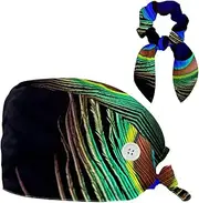 [YTYVAGT] Scrub Caps Women,Scrub Hats Suitable for Women,Bird Peacock Feather