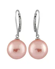 Splendid Pearls Silver 12-13mm Shell Pearl Earrings
