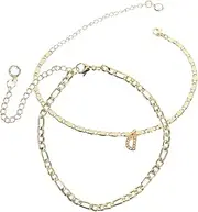 OATIPHO 2pcs Double Layered Letter Anklet Jewelry Shoes Sandals Necklace Women Pendant Chain Anklets Ankle Bracelet Summer Anklet Beaded Anklet Anklet Stainless Steel Golden