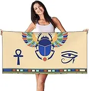 Egyptian Scarab Print Bath Towels Soft Skin Velvet Beach Towel Oversized Adults Quick Dry Lightweight