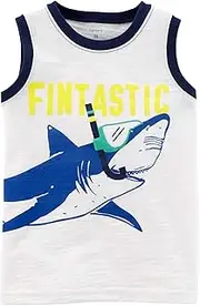 [Carter's] Baby Boys' Shark Slub Jersey Tank White