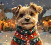 Christmas Border Terrier Dog in Sweater Art Computer Mouse Pad Gift