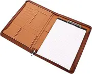 SHINEOFI Zipper Portfolio Binder PU Leather Portfolio Organizer A4 Letter Size Document Folder Business Card Holder for Office