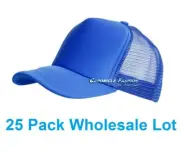 25 Pack Lot Royal Blue Foam Front Mesh-Back Trucker Snapback Hat Cap Blank Plain