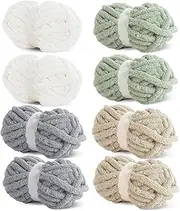 [HOMBYS] 8 Pack Assorted Chunky Yarn for Crocheting,Super Bulky Large Soft Fluffy Yarn,Plush Fuzzy Yarn,Thick Chenille Yarn for Hand Knitting/Arm Knitting (27yds,8 oz Each Skein)
