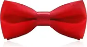 [Greoer] Red Kids Bow Tie with Gift Box, Classic Solid Boy's Pre-Tied Bow Tie Adjustable Neck Silk Bowtie for Little Kids Baby Toddler Birthday Wedding Formal Party Banquet Prom Ball Fancy Dress, Red & Gift