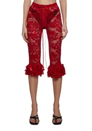 [Dolls Kill] Daring Love Lace Capri Pants - Red (Fairfax)