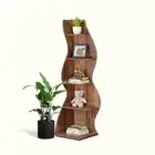 Corner Shelf, Wooden 5-Tier Corner Bookshelf, Small Space Organizer Display