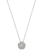 Bloomingdale's Fine Collection Diamond Round & Baguette Flower Pendant Necklace in 14K White Gold, 0.50 ct. t. w.