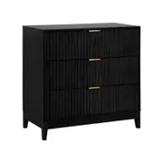 Adoria Chest 3 Drawer Storage Lowboy Dresser black woodgrain