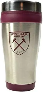 West Ham United FC Executive Metallic Travel Mug (UK Size: One Size) (Silver/Maroon)