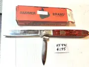 Hammer Brand English HB8 2 blade bone jack folding knife, nos iob