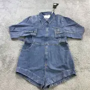 ONE TEASPOON Jumpsuit Womens Medium Resort Blue Jumpsuit Denim Jacket Jean Coat