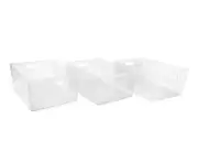 3-Pack XL Clear Storage Bin (13.9” x 10.6” x 5.75”) Set w/Cut-Out Handles,