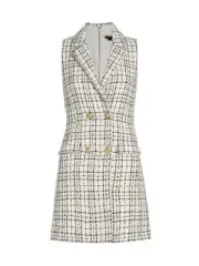 NEW ALICE OLIVIA JORDY DOUBLE BREASTED TWEED TUXEDO MINI SLEEVELESS DRESS SIZE 8