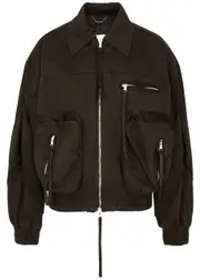 Blumarine Panelled Cotton Bomber Jacket - Dark Brown - 44 (UK12 / M) 44 (UK12 / M)
