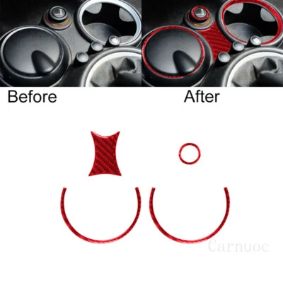 4pcs For Mini Cooper 07-10 Red Carbon Cup Holder Cigarette Lighter Interior Trim (for: Mini)